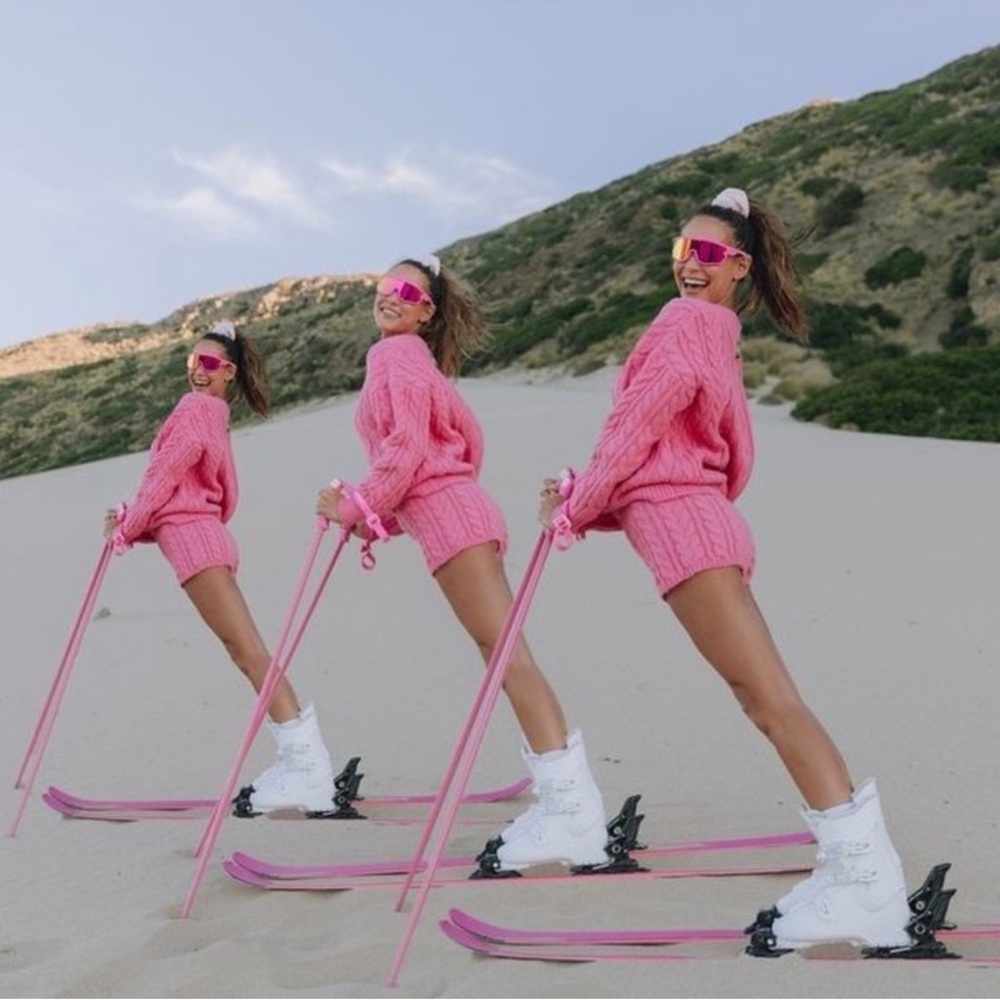 Daily Drills Oversized Pink Cable Knit Sweater in “Cheeks”